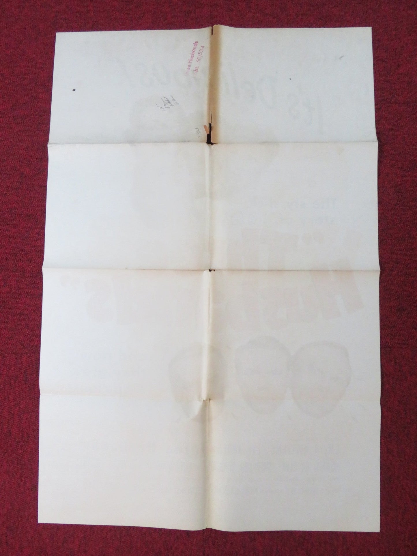 THREE HUSBANDS FOLDED US ONE SHEET POSTER EMLYN WILLIAMS EVE ARDEN 1950 Rendezvous Cinema Movie posters