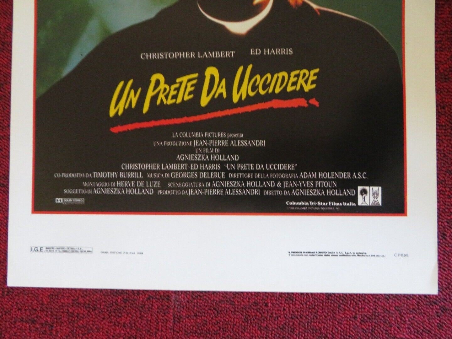 TO KILL A PRIEST ITALIAN LOCANDINA (27.5"x13") POSTER ED HARRIS 1988 - Rendezvous Cinema