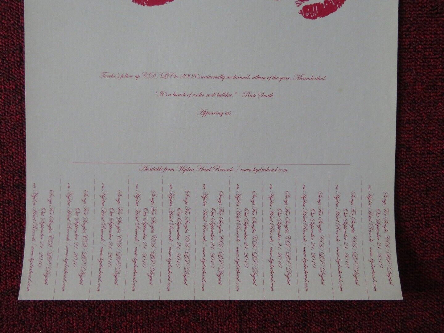 TORCHE: SONGS FOR SINGLES EP HYDRA HEAD RECORDS (11"x 17") 2010 Movie posters