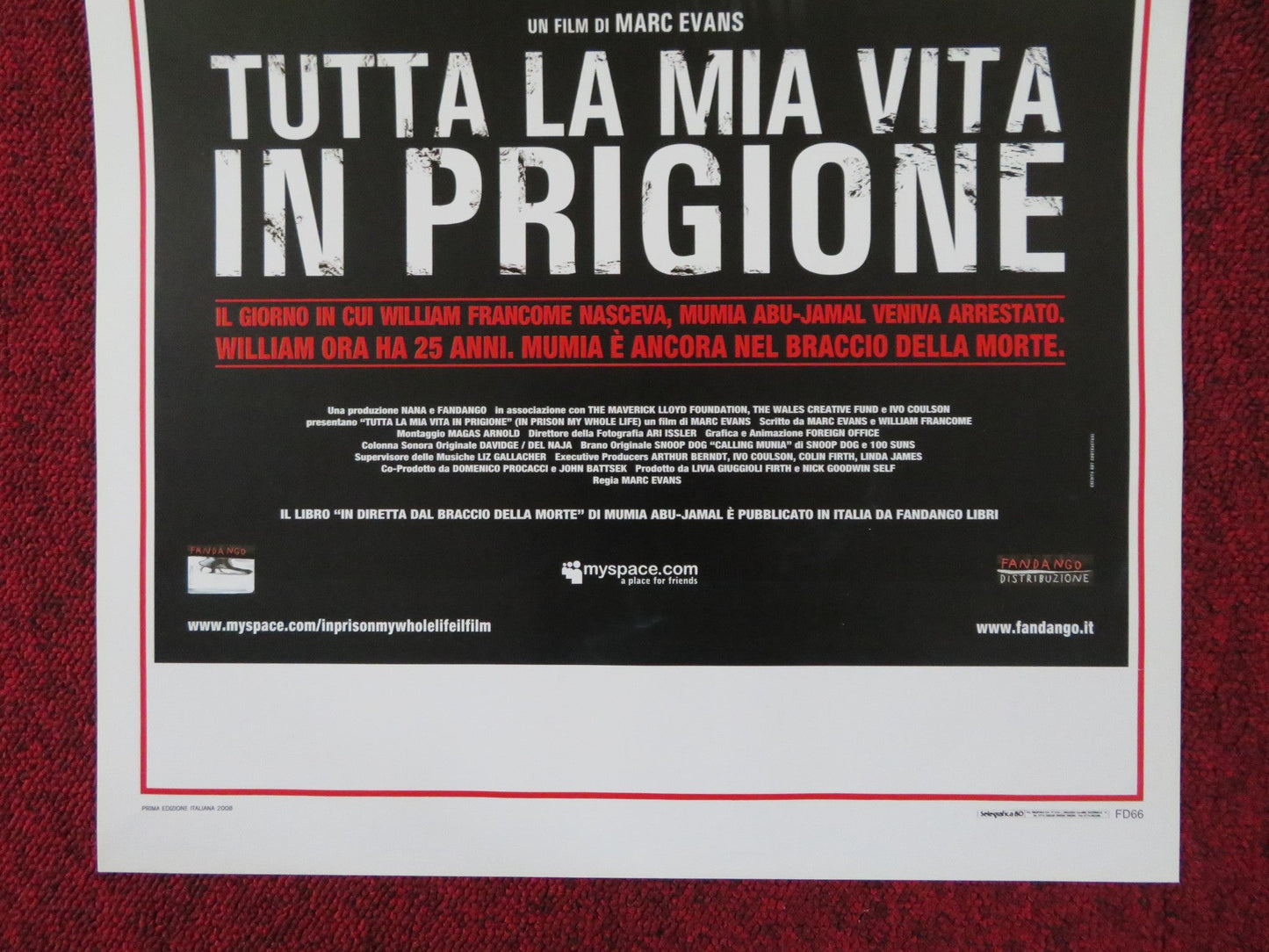 TUTTA LA MIA VITA IN PRIGIONE ITALIAN LOCANDINA POSTER MUMIA ABU - JAMAL 2008 Rendezvous Cinema Movie posters