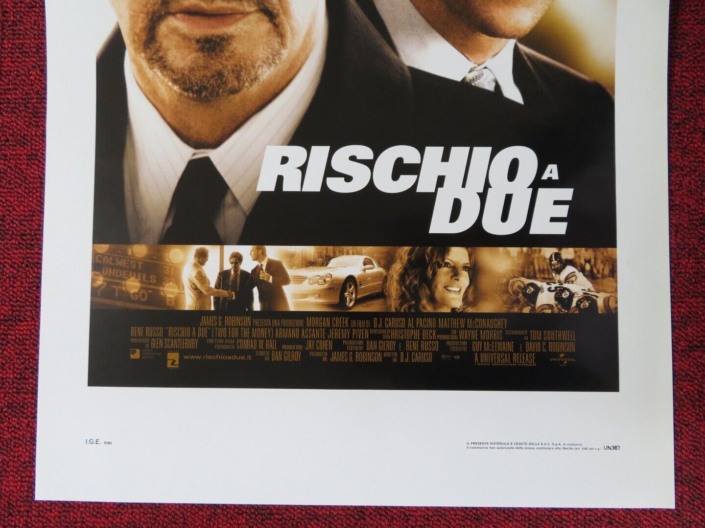 TWO FOR THE MONEY ITALIAN LOCANDINA (27.5"x13") POSTER AL PACINO 2005 Movie posters