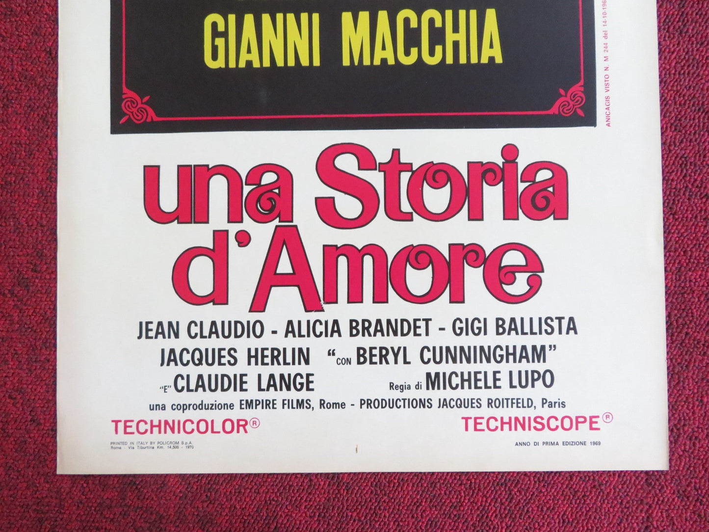 UNA STORIA D'AMORE ITALIAN LOCANDINA POSTER ANNA MOFFO GIANNI MACCHIA 1969 Rendezvous Cinema Movie posters