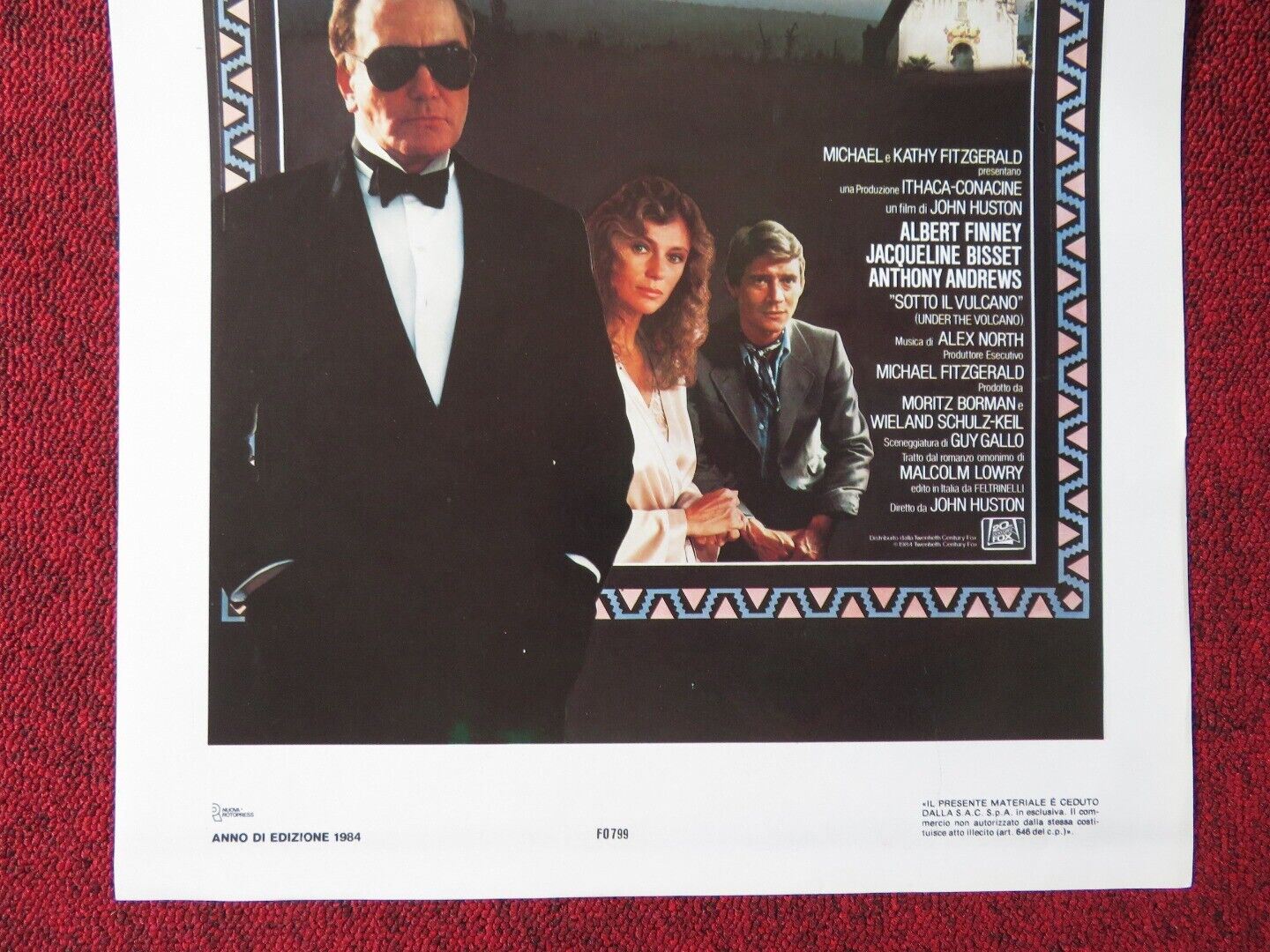 UNDER THE VOLCANO ITALIAN LOCANDINA (27.5"x13") POSTER ALBERT FINNEY 1984 Movie posters
