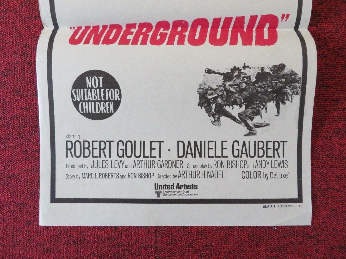 UNDERGROUND FOLDED AUSTRALIAN DAYBILL POSTER Robert Goulet Danièle Gaubert 1970 Movie posters