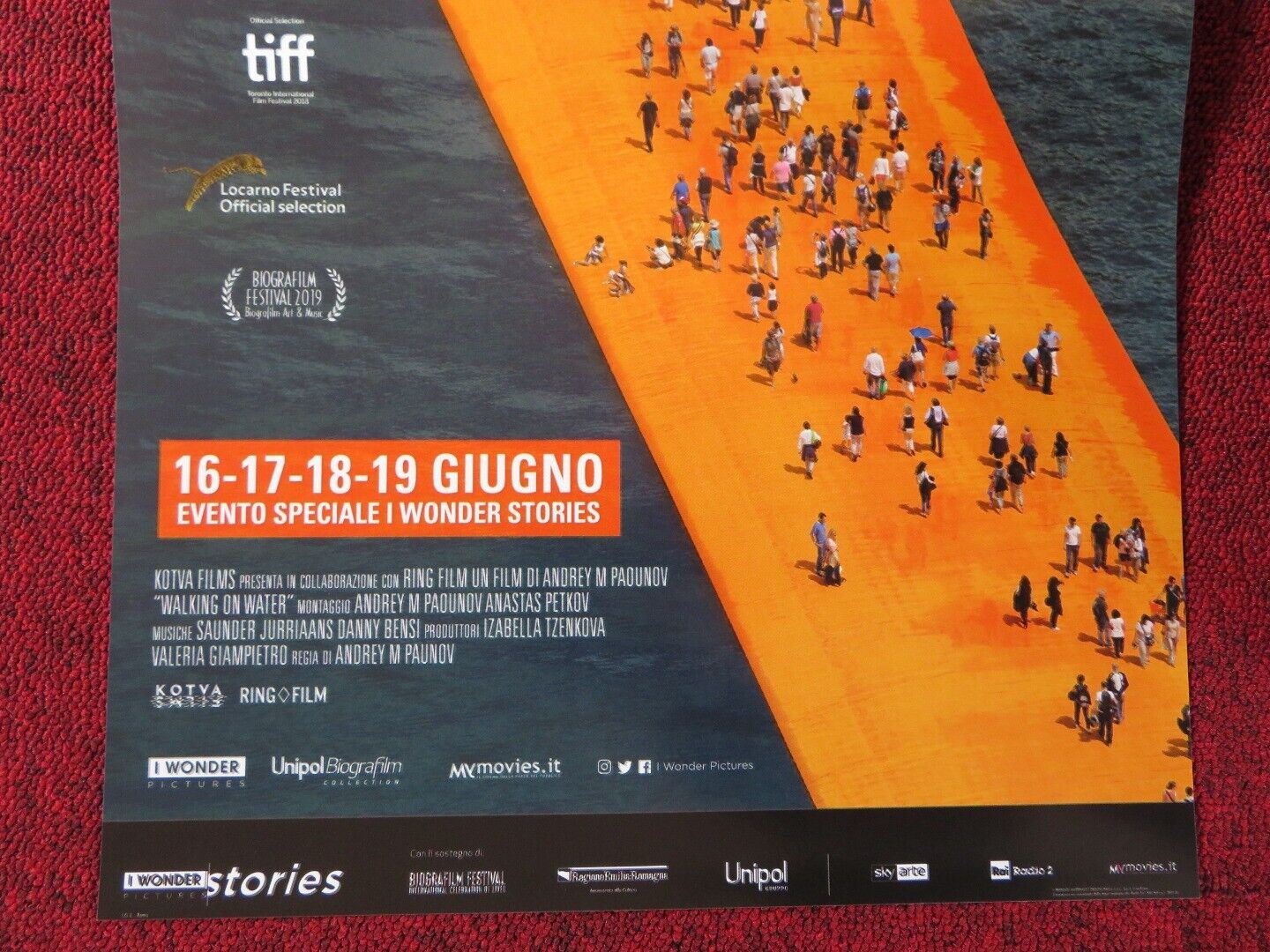 WALKING ON WATER ITALIAN LOCANDINA (26.5"x12.5") POSTER CHRISTO ANDREYM 2018 Movie posters