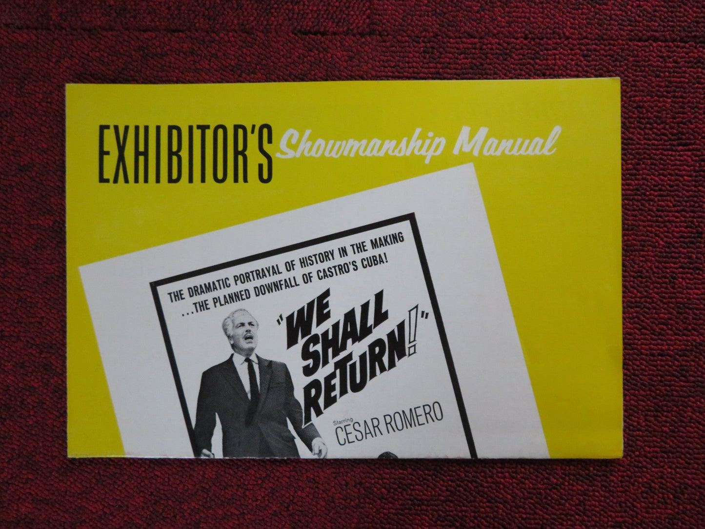 WE SHALL RETURN UNCUT EXHIBITOR FOLDED PRESS BOOK CESAR ROMERO 1963 Rendezvous Cinema Movie posters