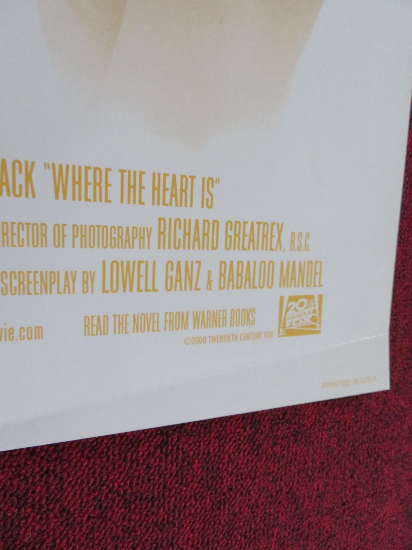 WHERE THE HEART IS US ONE SHEET ROLLED POSTER NATALIE PORTMAN ASHLEY JUDD 2000 Rendezvous Cinema Movie posters