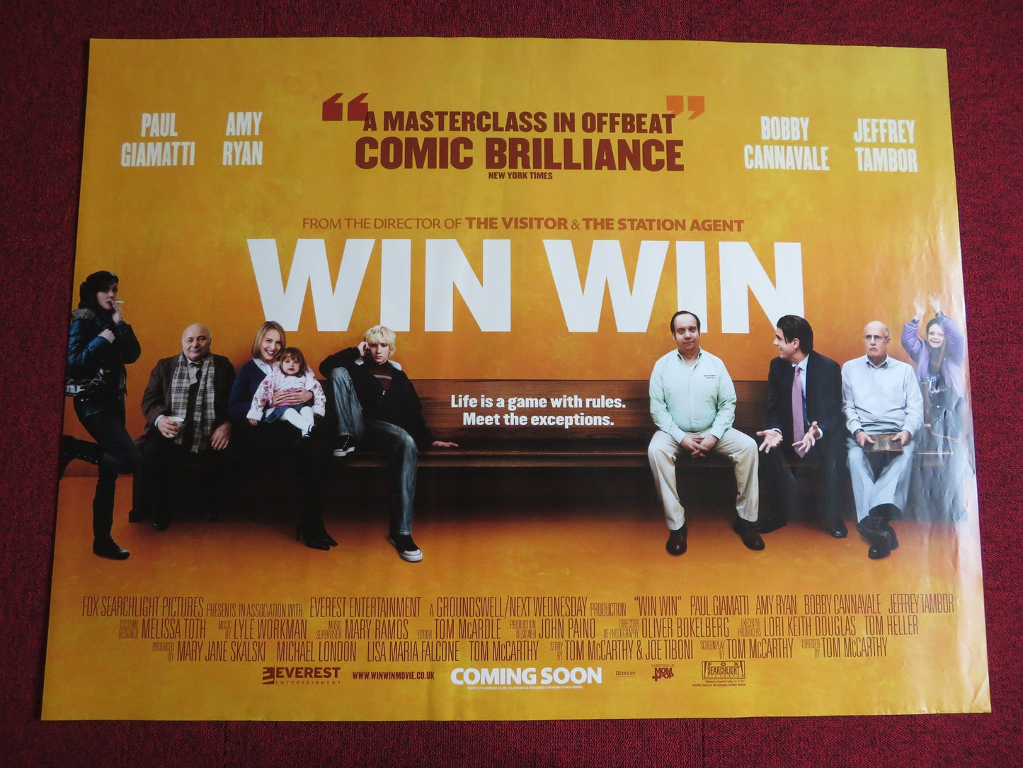 WIN WIN UK QUAD (30"x 40") ROLLED POSTER PAUL GIAMATTI AMY RYAN 2011 Rendezvous Cinema Movie posters