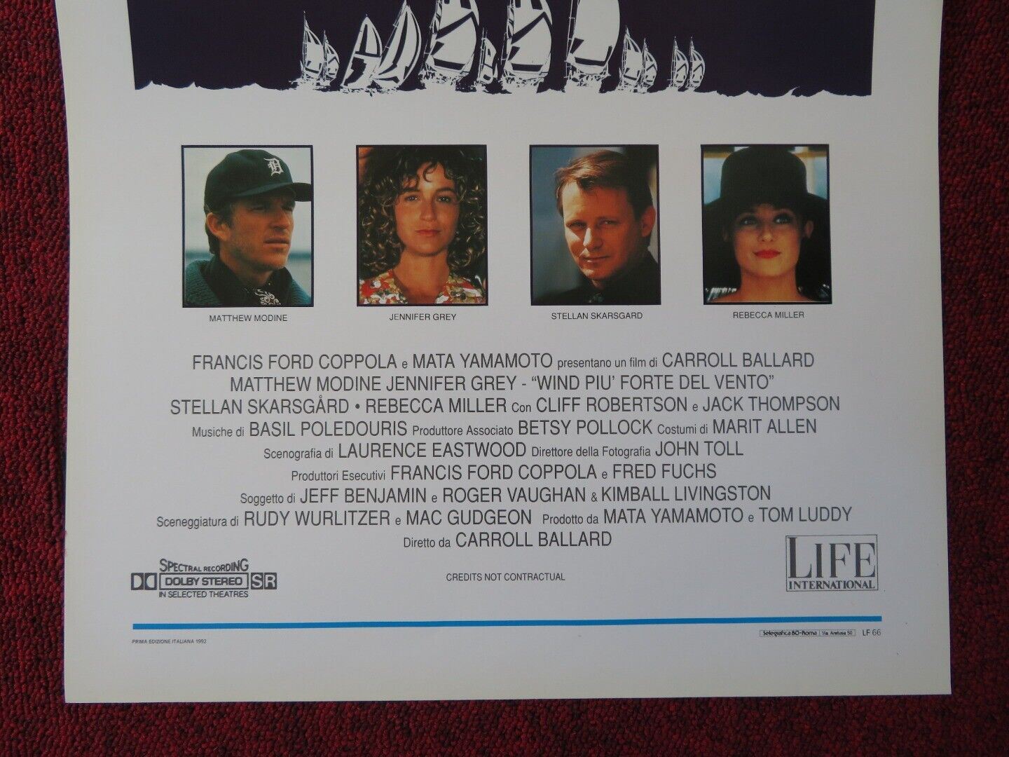 WIND ITALIAN LOCANDINA (27.5"x13") POSTER MATTHEW MODINE JENNIFER GREY 1992 Movie posters