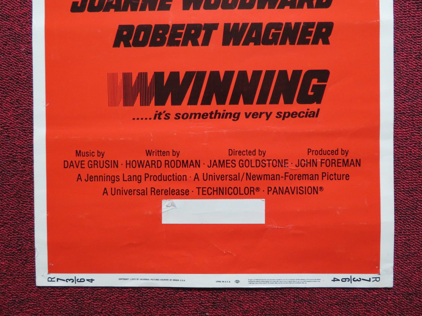 WINNING US INSERT (14"x 36") POSTER PAUL NEWMAN JOANNE WOODWARD 1973 Rendezvous Cinema Movie posters