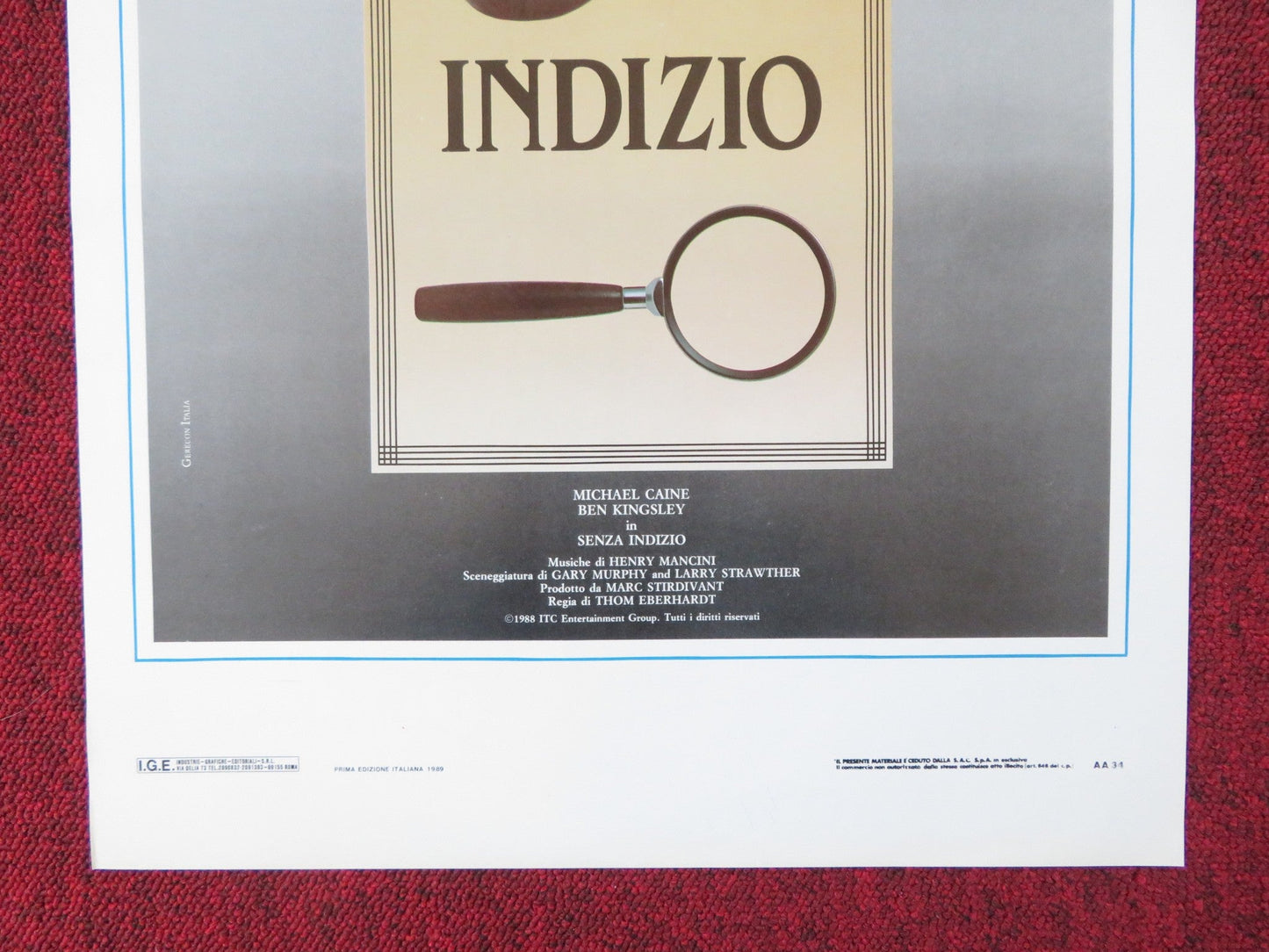 WITHOUT A CLUE ITALIAN LOCANDINA POSTER MICHAEL CAINE BEN KINGSLEY 1989 Rendezvous Cinema Movie posters