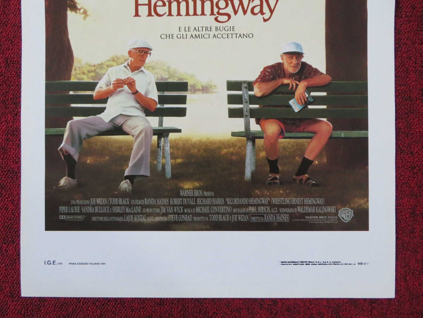 WRESTLING ERNEST HEMINGWAY ITALIAN LOCANDINA POSTER ROBERT DUVALL R. HARRIS 1994 Rendezvous Cinema Movie posters