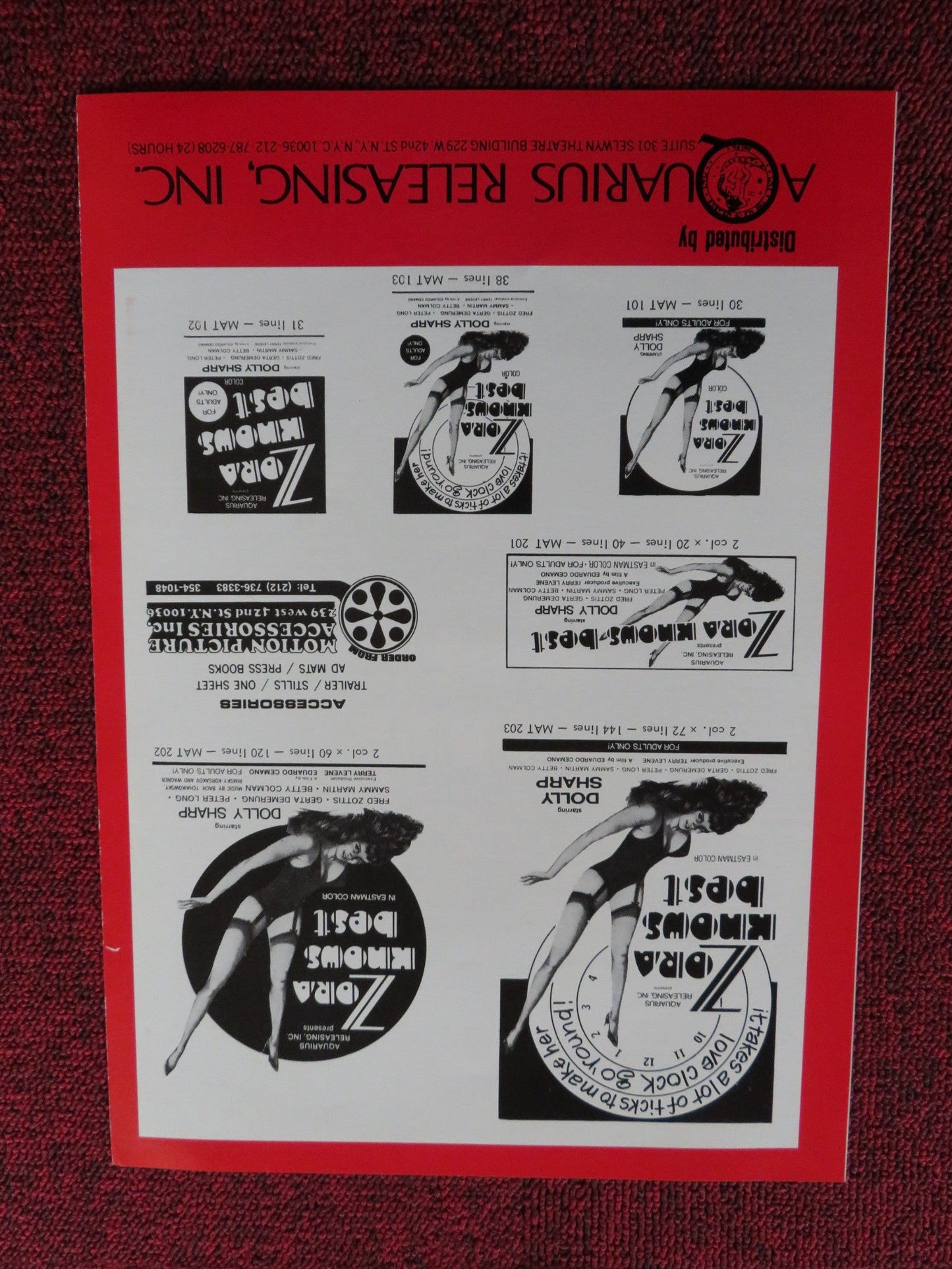 ZORA KNOWS BEST US PRESSBOOK - UNCUT DOLLY SHARP FRED ZOTTIS 1968 Rendezvous Cinema Movie posters