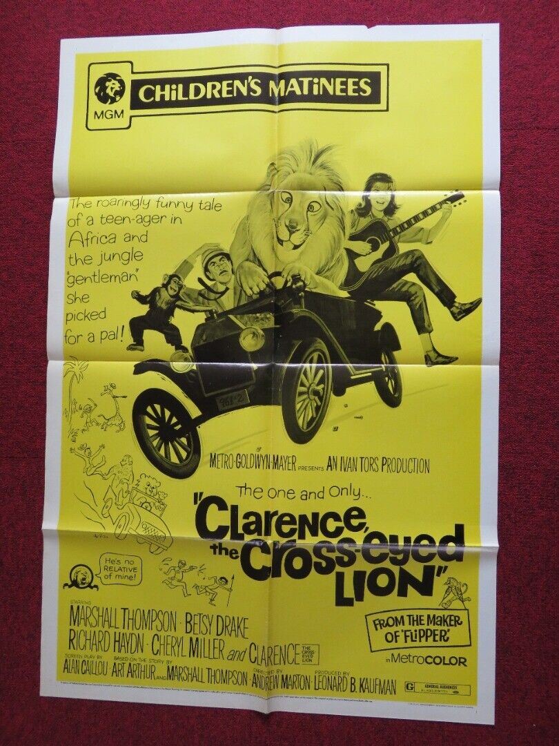 Andrew Marton film poster: Clarence, the Cross-Eyed Lion