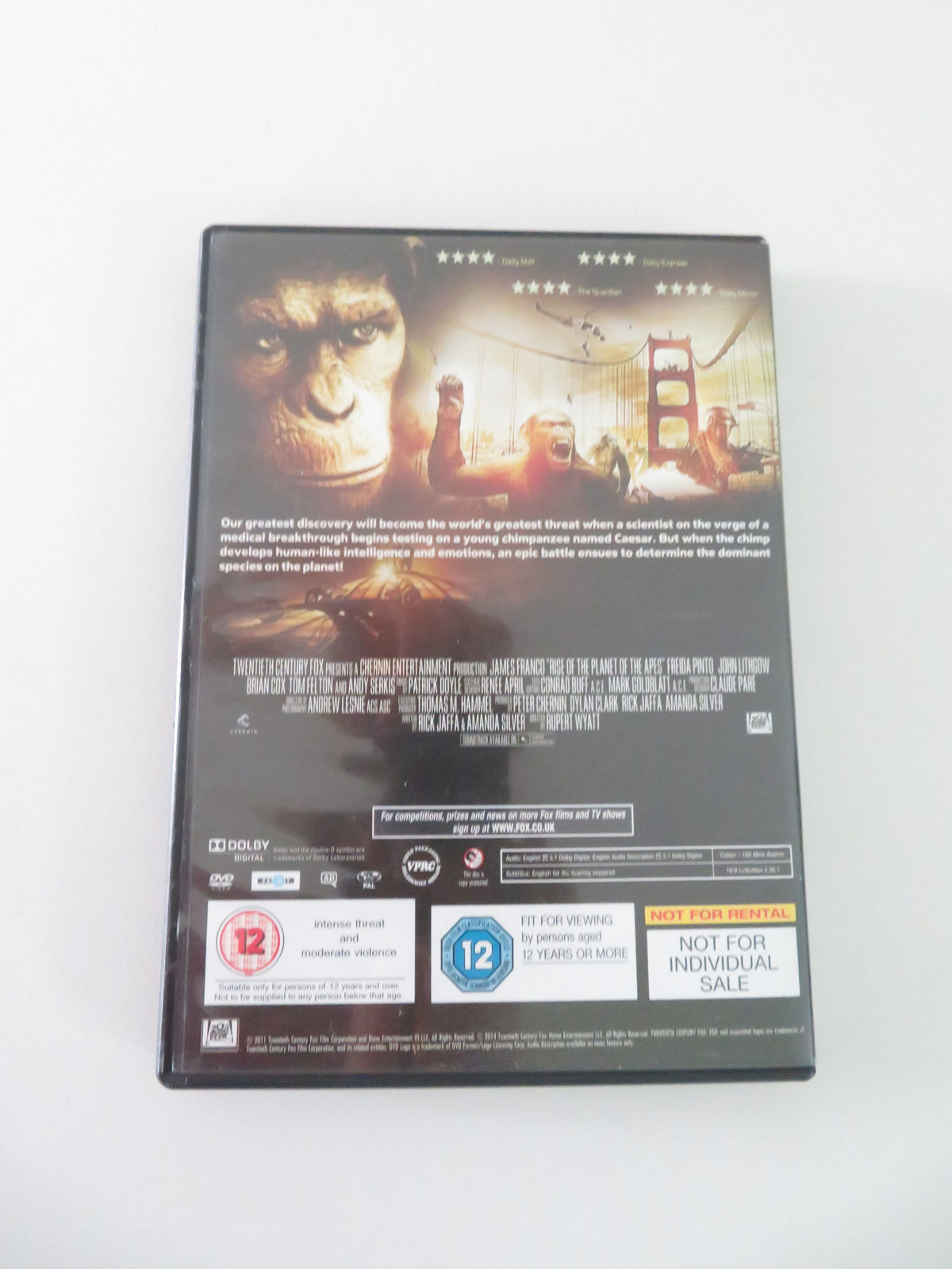 Rise of the Planet of the Apes (DVD) James Franco Andy Serkis 2011 Region 2