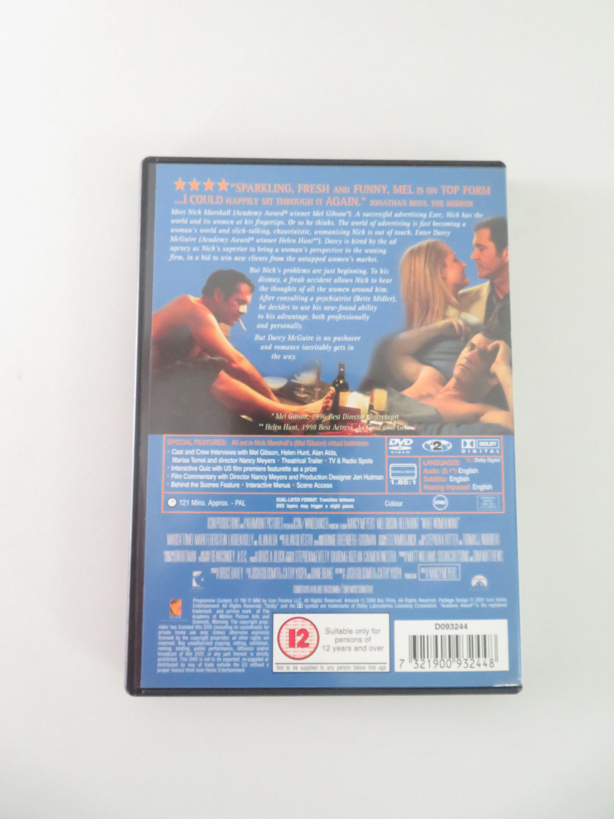 What Women Want (DVD) Mel Gibson Helen Hunt 2000 Region 2