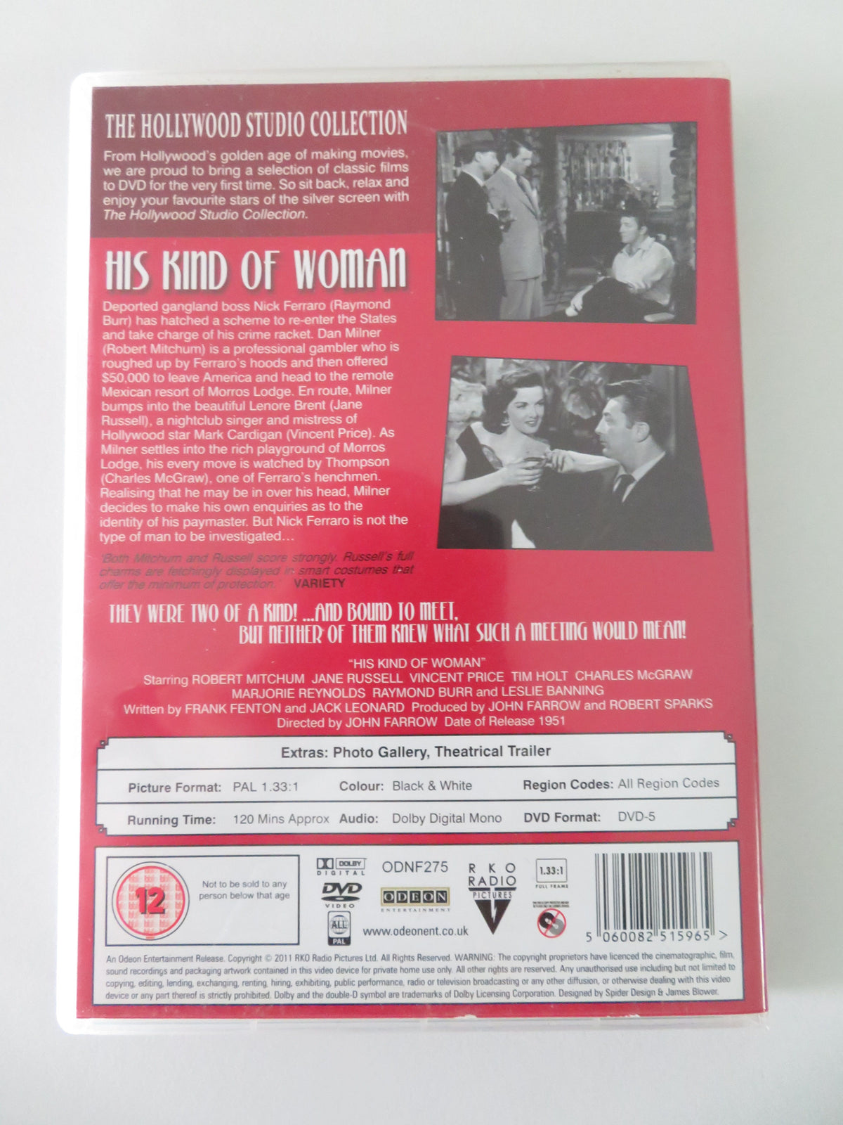 His Kind of Woman (DVD) Robert Mitchum Jane Russell 1951 Region All