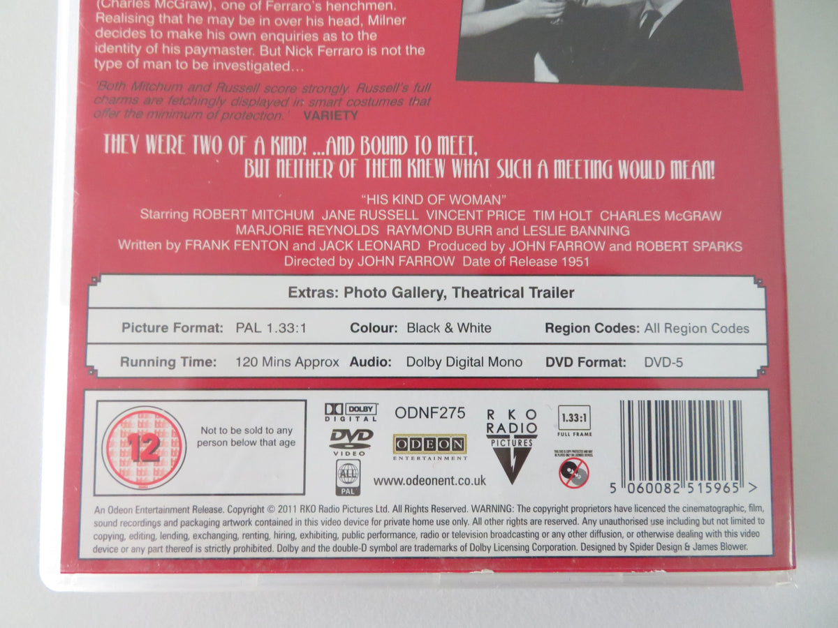 His Kind of Woman (DVD) Robert Mitchum Jane Russell 1951 Region All