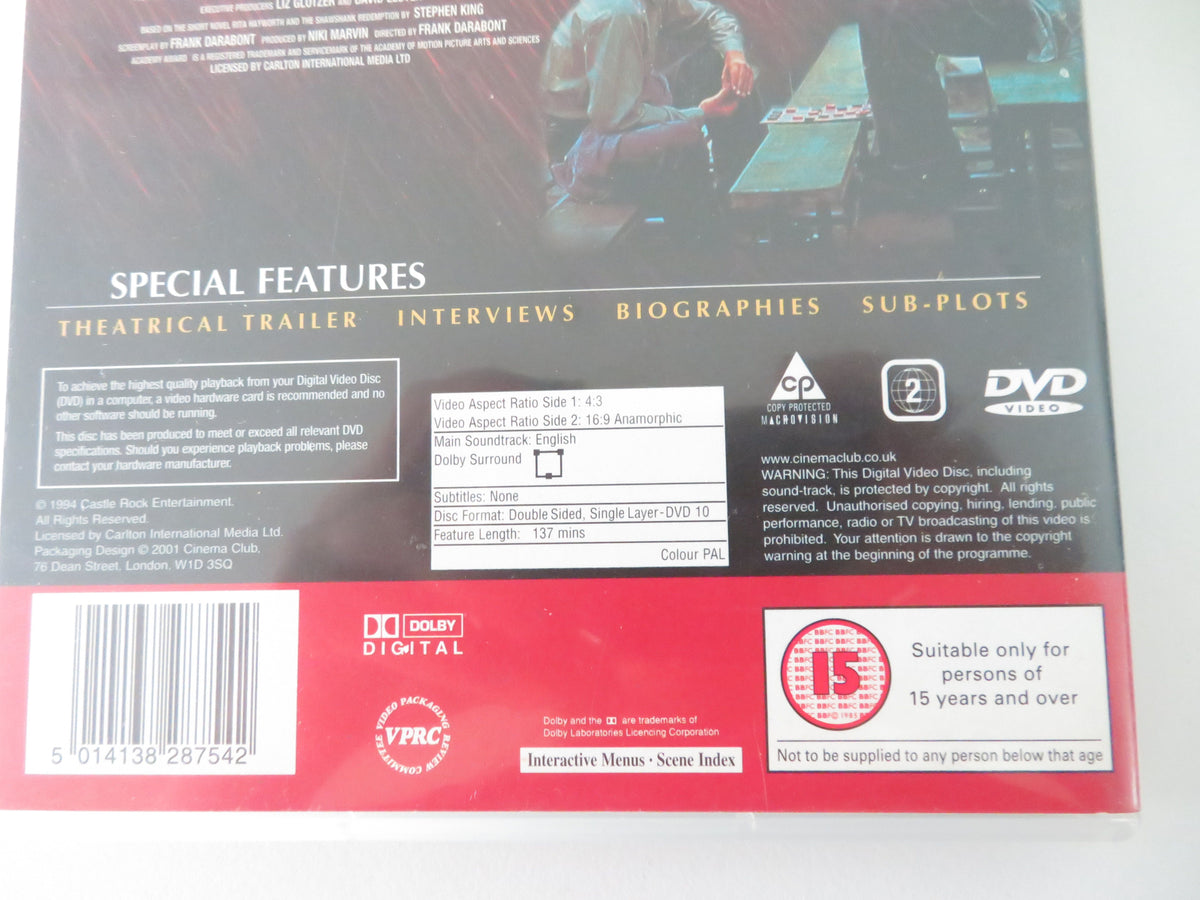 The Shawshank Redemption - B (DVD) Tim Robbins Morgan Freeman 1994 Region 2
