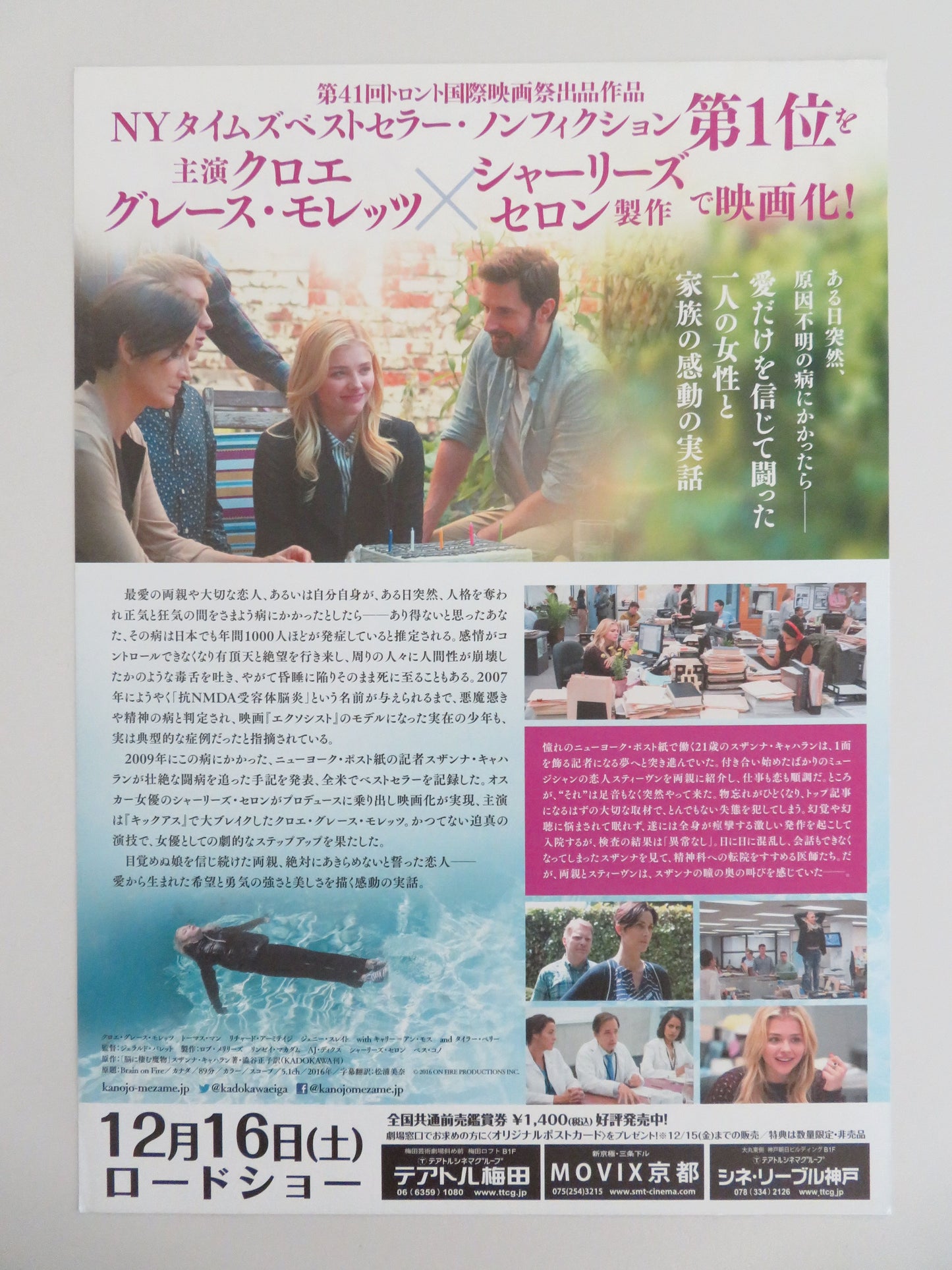 Brain on Fire Japanese Chirashi (B5) Poster Chloë Grace Moretz Mann 2016