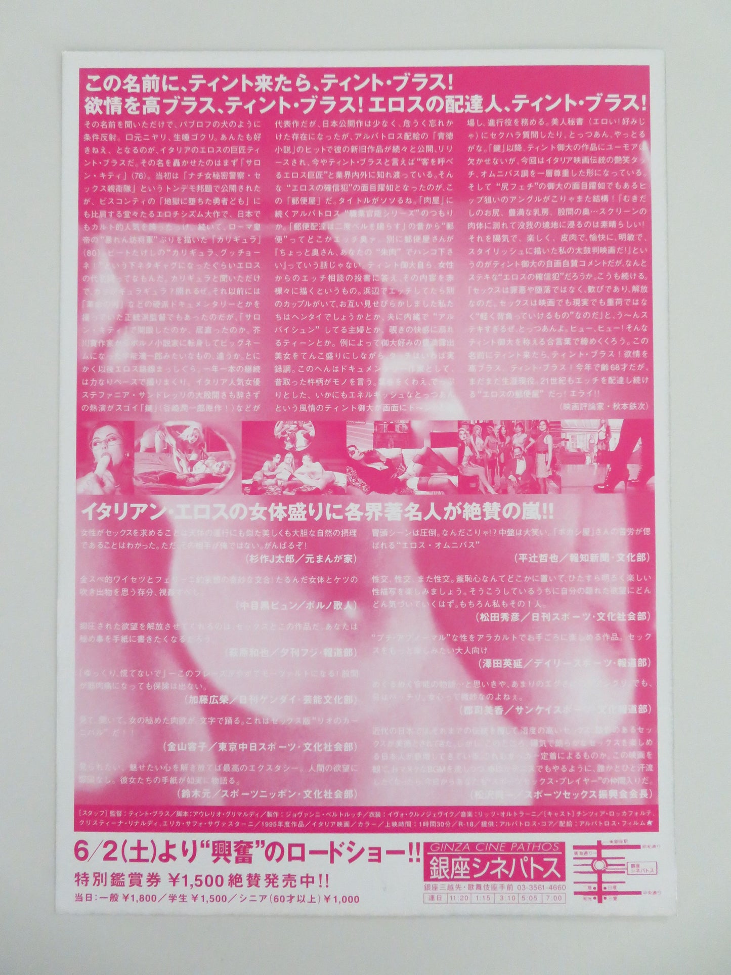 P.O.Box Tinto Brass Japanese Chirashi (B5) Poster Cristina Rinaldi R2001