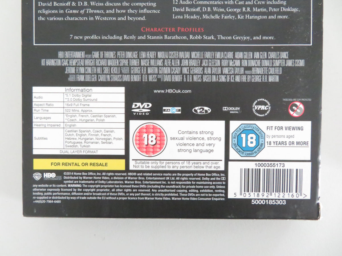Game of Thrones - The Complete Second Season - B (DVD) 2012 Region 2