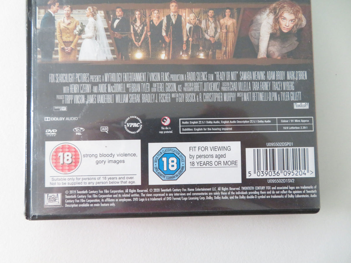 Ready or Not (DVD) Samara Weaving Adam Brody 2019 Region 2