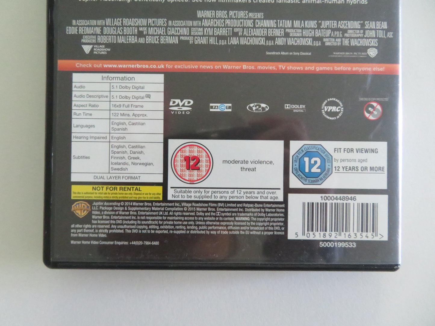 Jupiter Ascending (DVD) Channing Tatum Mila Kunis 2015 Region 2