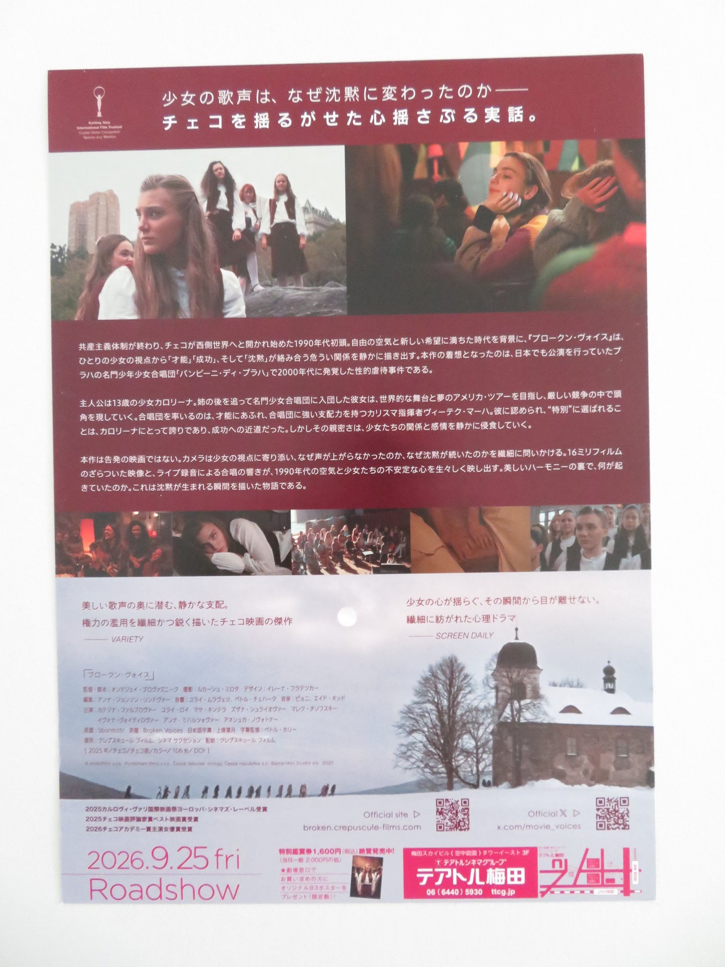 Broken Voices Japanese Chirashi (B5) Poster Juraj Loj Zuzana Sulajová 2025