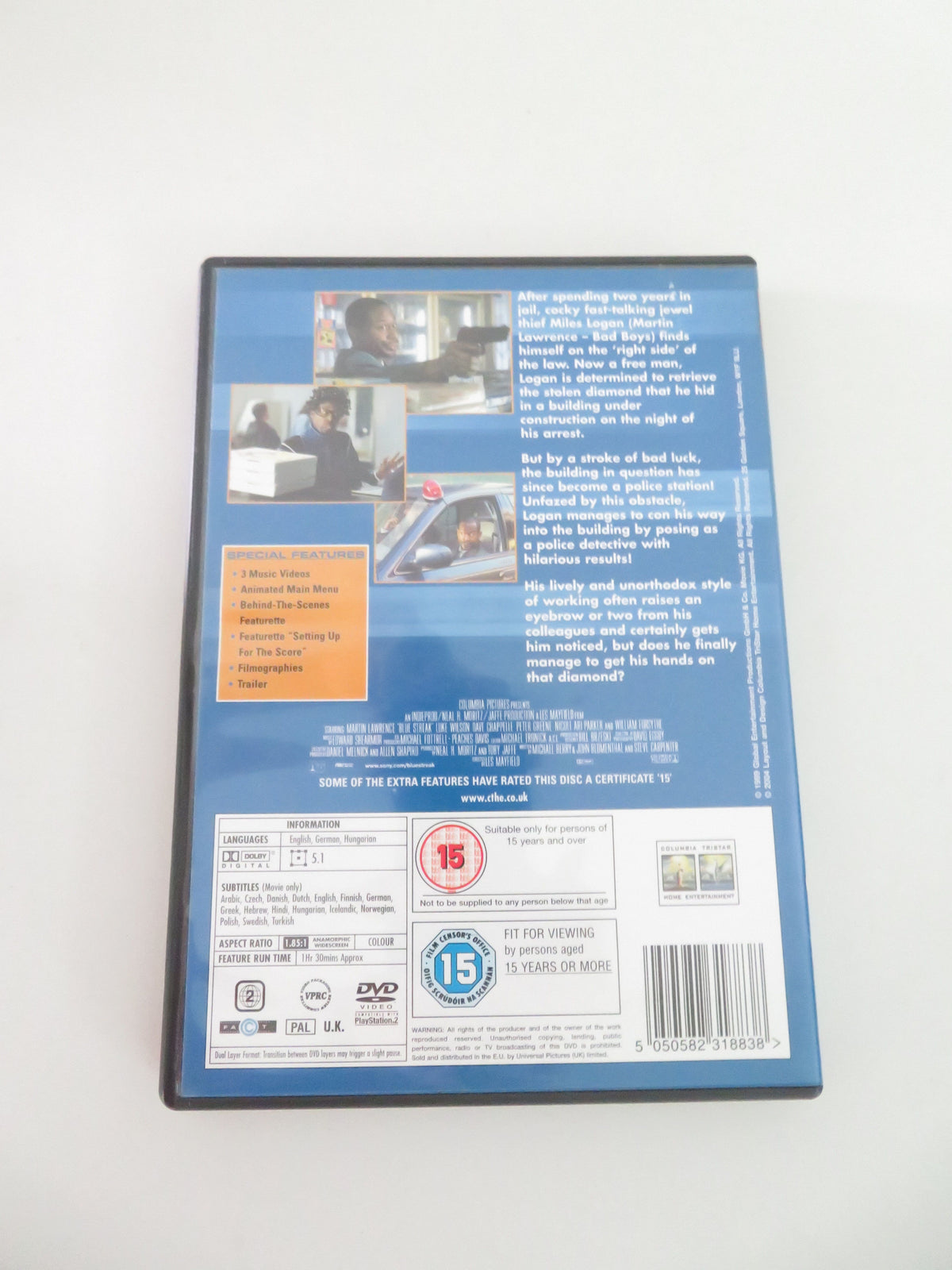 Blue Streak (DVD) Martin Lawrence Luke Wilson 1999 Region 2