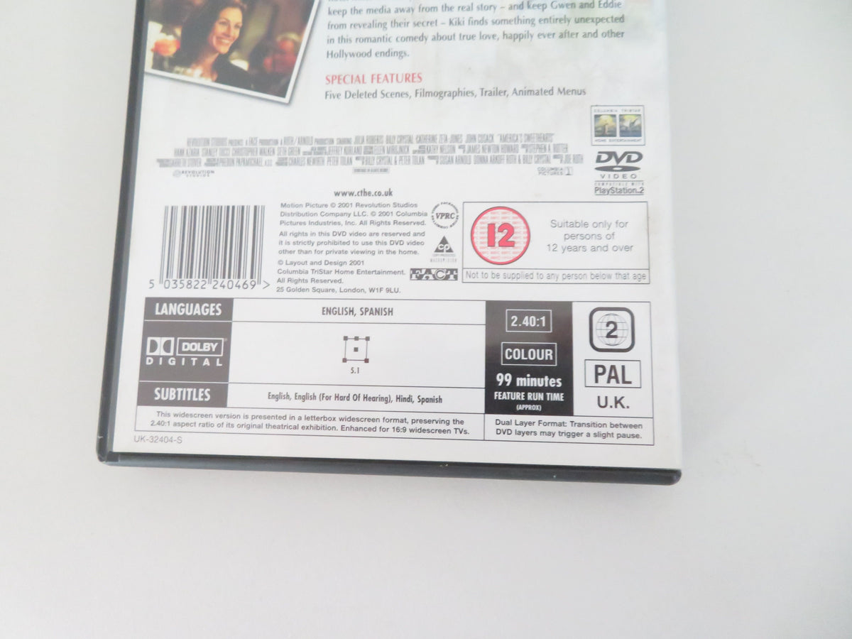 America's Sweethearts (DVD) Julia Roberts John Cusack 2001 Region 2