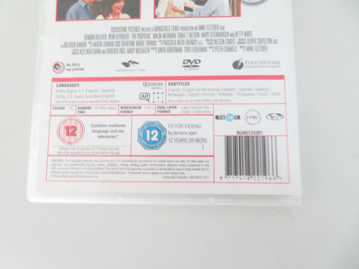 The Proposal (DVD) Sandra Bullock Ryan Reynolds 2009 Region 2