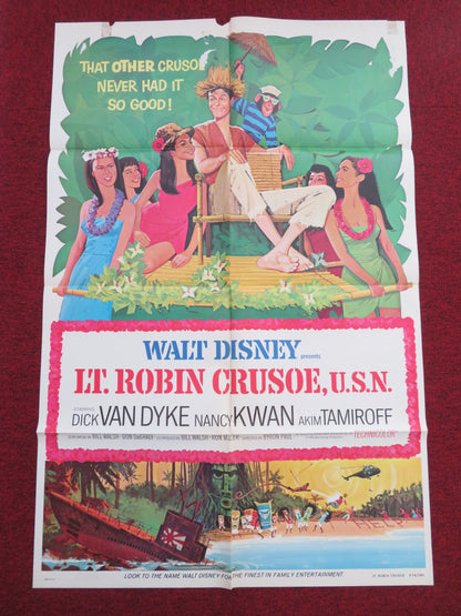 Lt. Robin Crusoe U.S.N. Folded US One Sheet Poster Disney Dick Van Dyke R1974