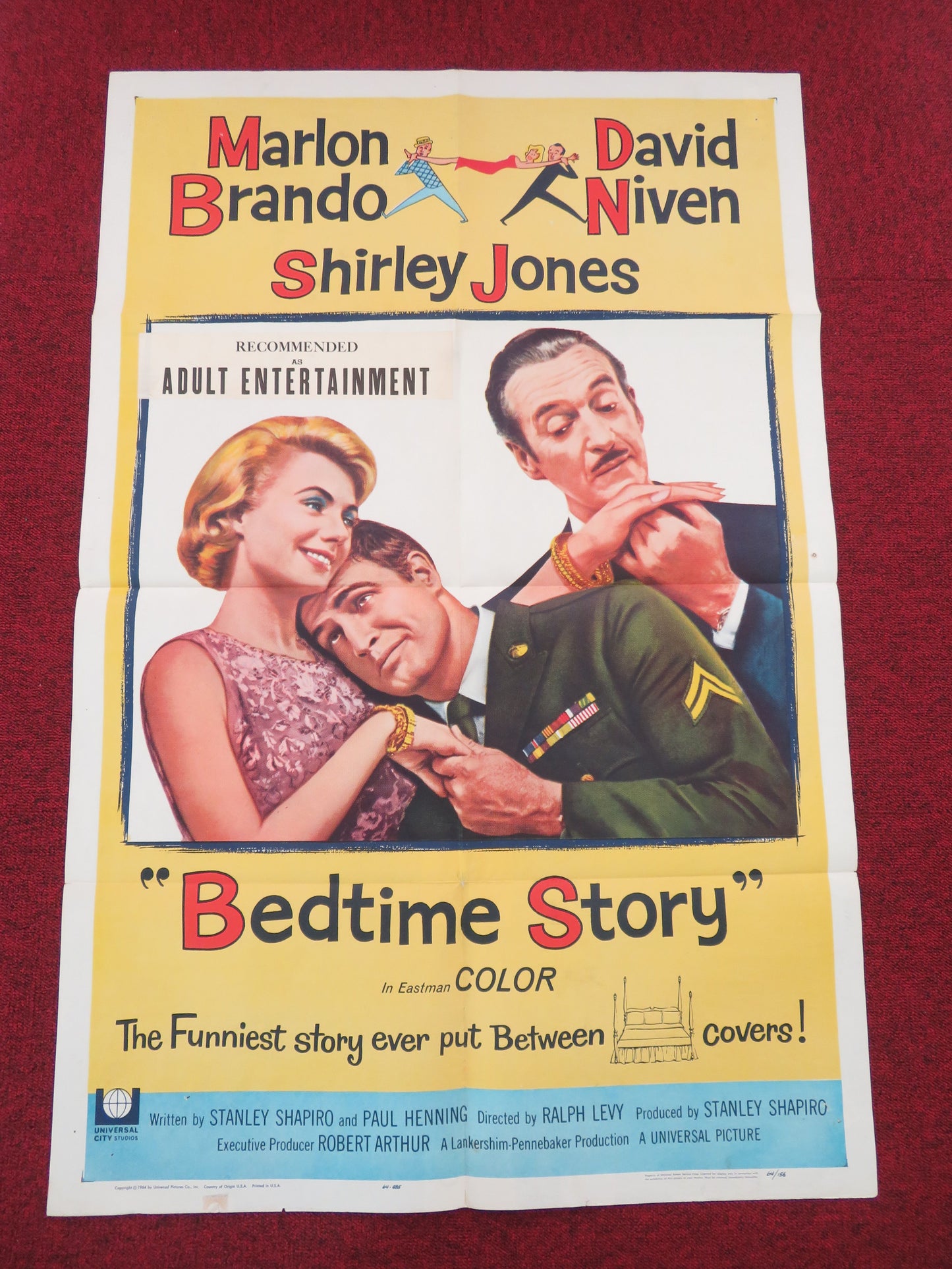 Bedtime Story Folded US One Sheet Poster Marlon Brando David Niven 1964