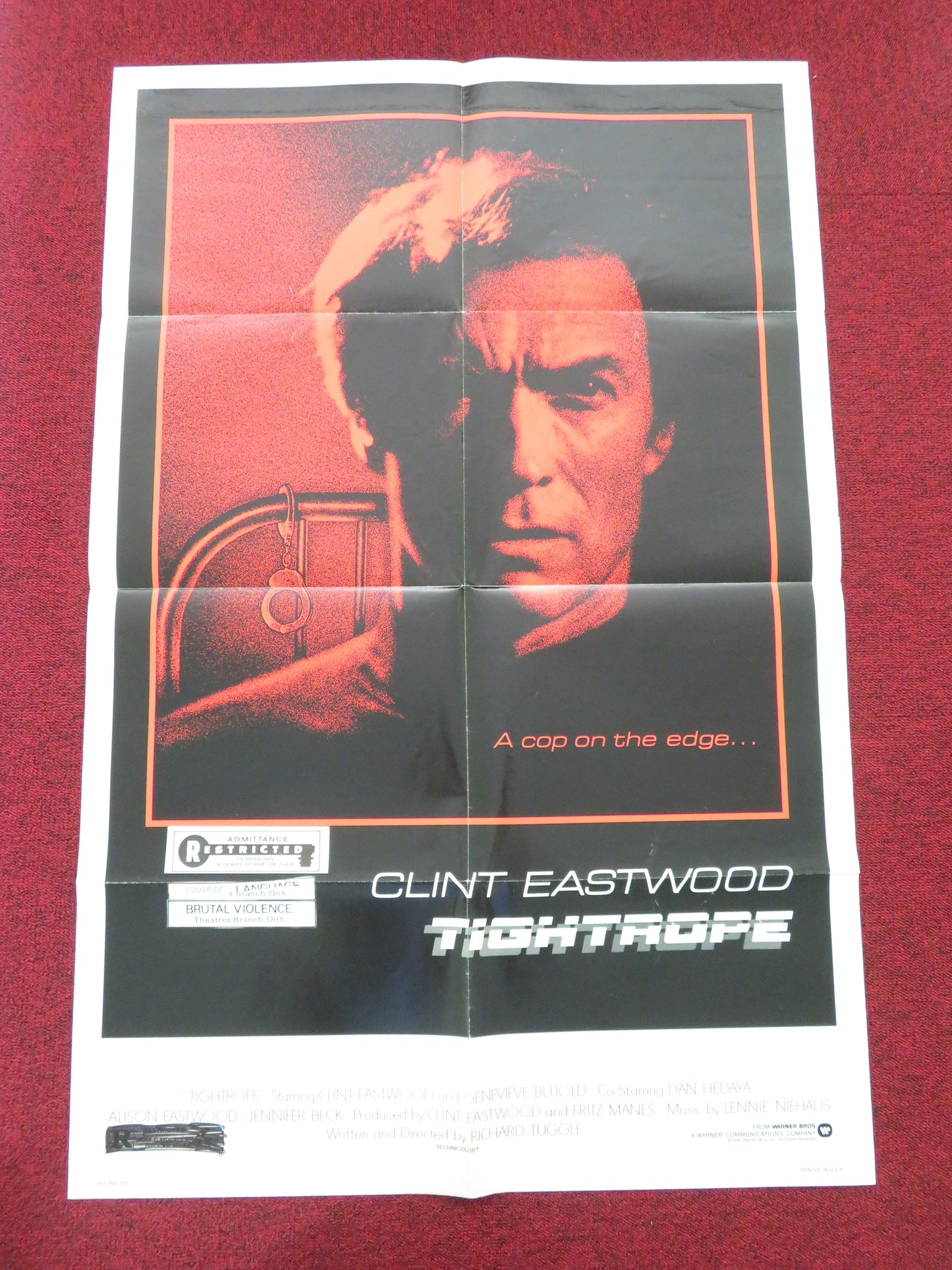 Tightrope Folded US One Sheet Poster Clint Eastwood 1984