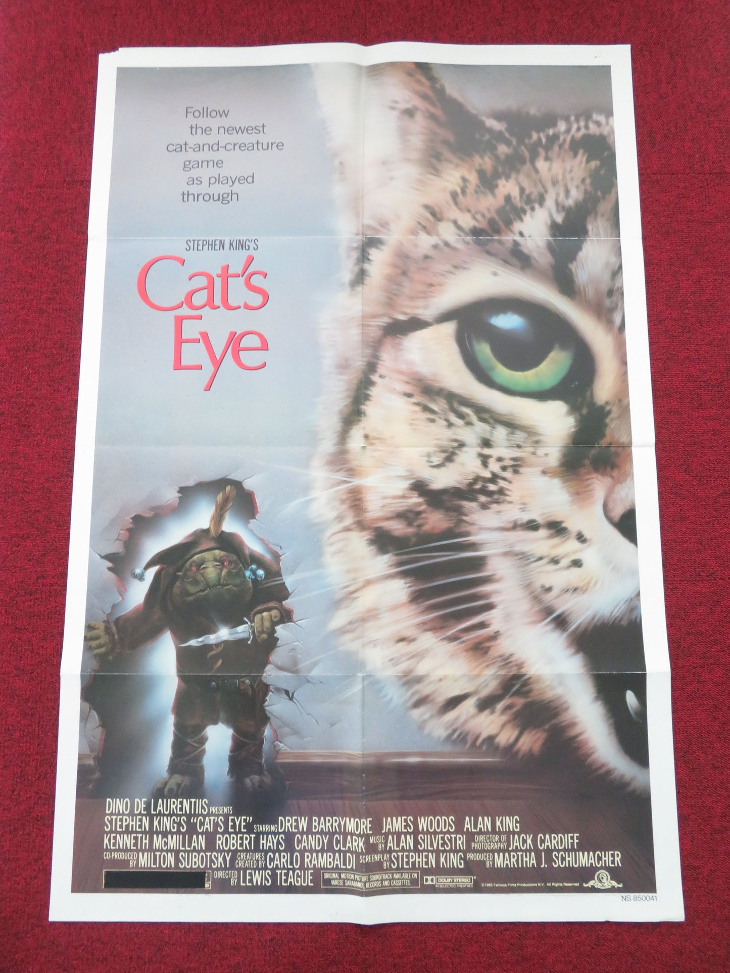 Cat's Eye Folded US One Sheet Poster Stephen King Barrymore 1985