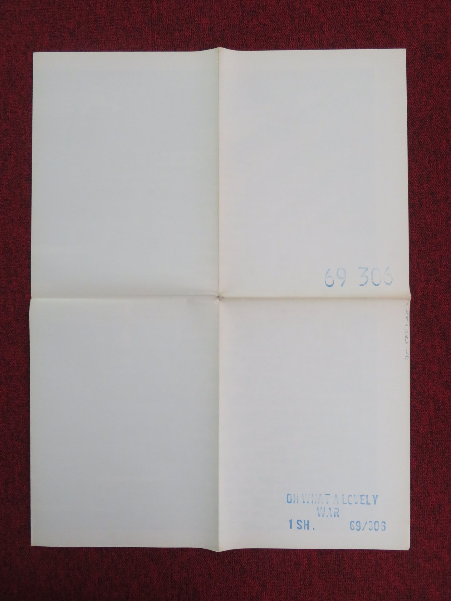 Oh! What a Lovely War Folded US One Sheet Poster Wendy Allnutt 1969