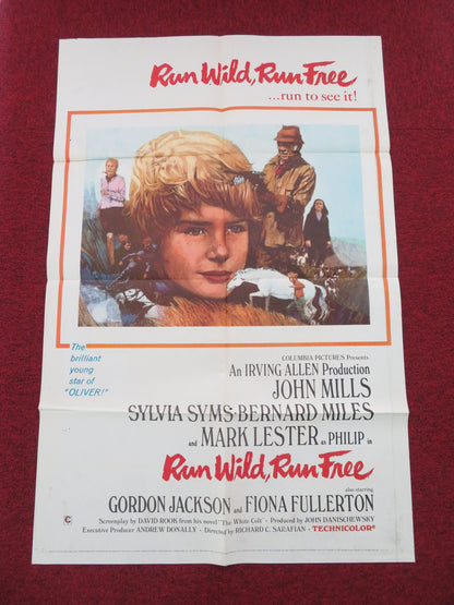Run Wild, Run Free- b Folded US One Sheet Poster John Mills Gordon Jackson 1969
