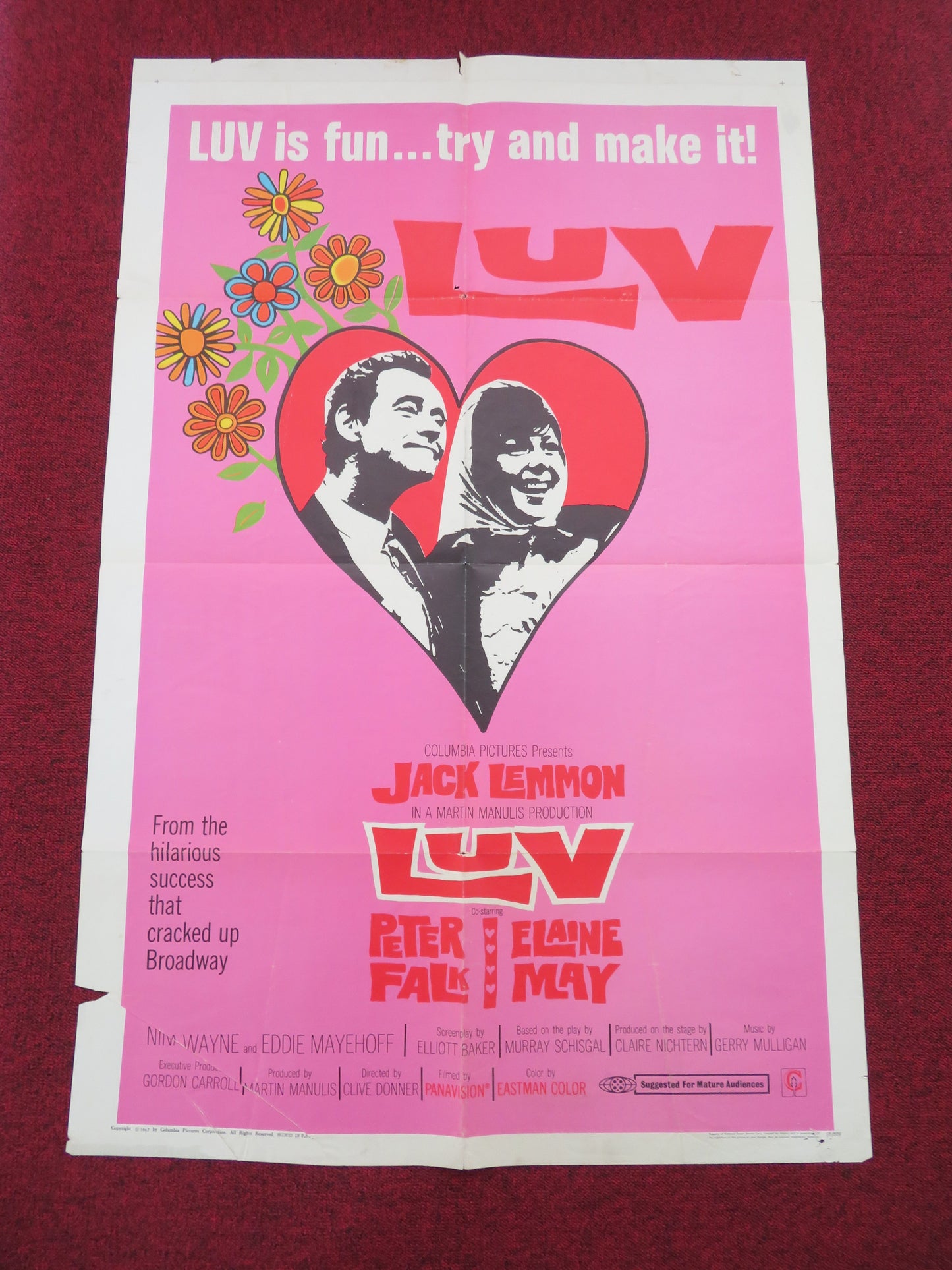 Luv Folded US One Sheet Poster Jack Lemmon Peter Falk 1967