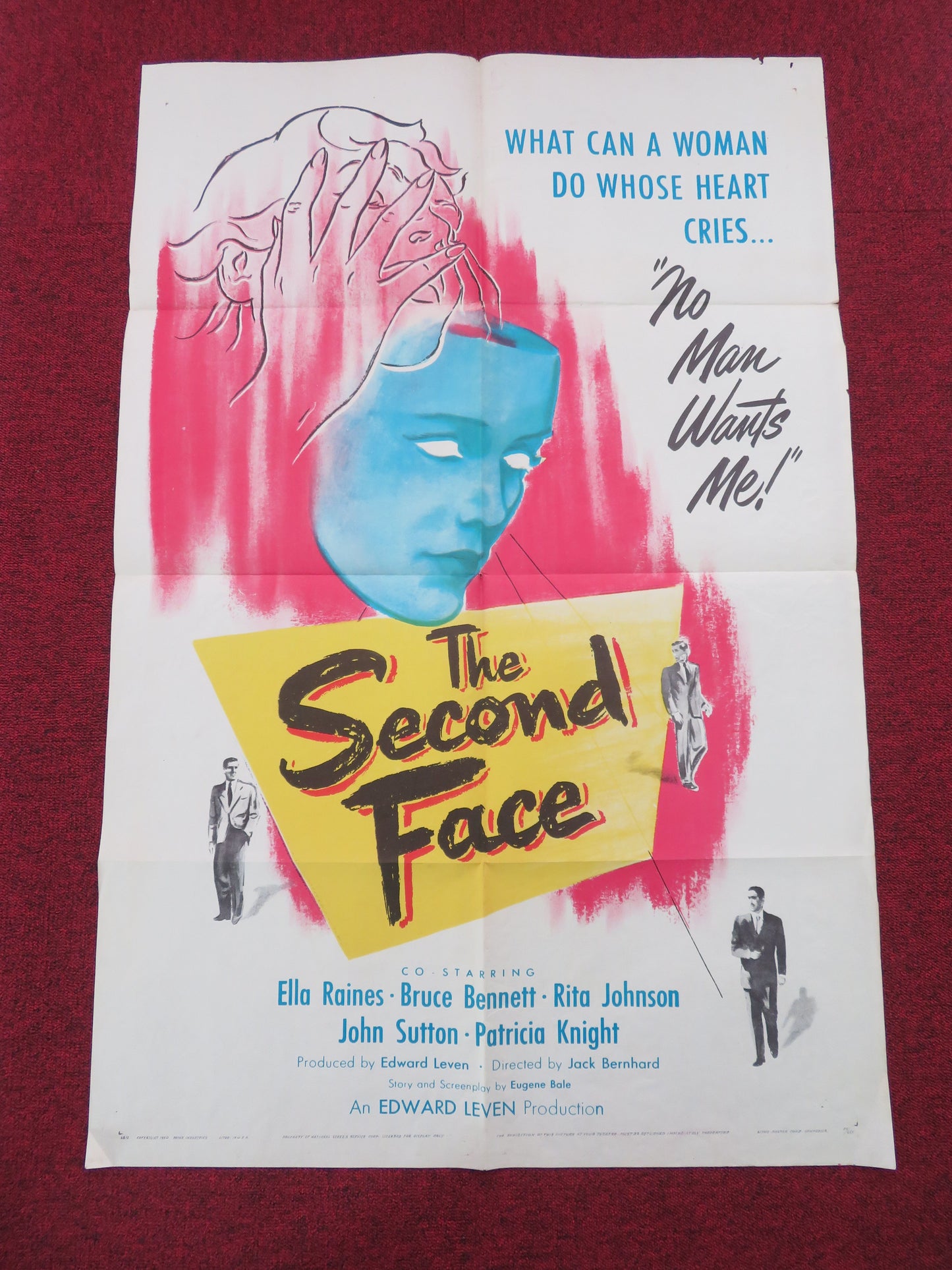 The Second Face Folded US One Sheet Poster Ella Raines Bruce Bennett 1950