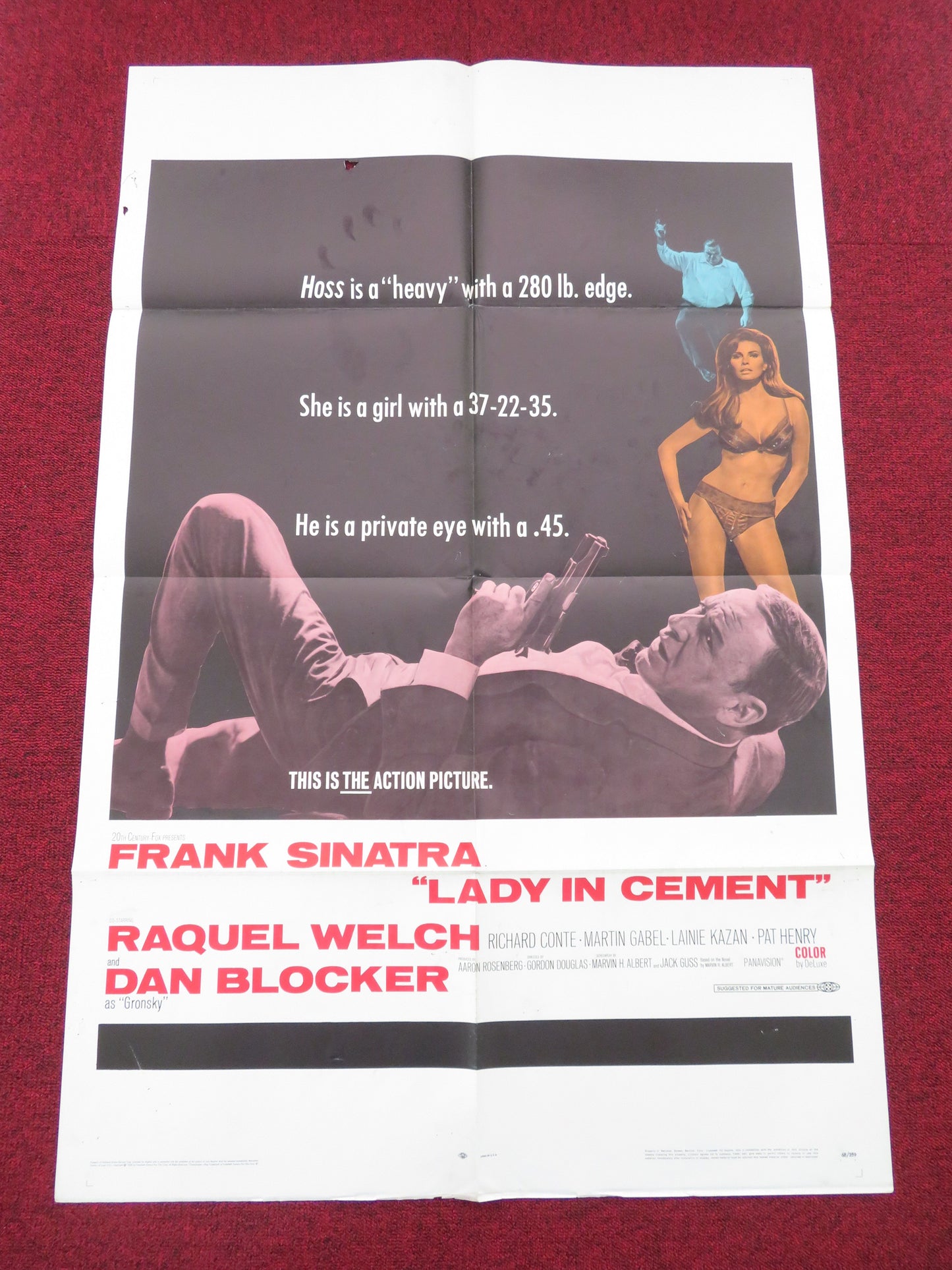 Lady in Cement Folded US One Sheet Poster Frank Sinatra Raquel Welch 1968