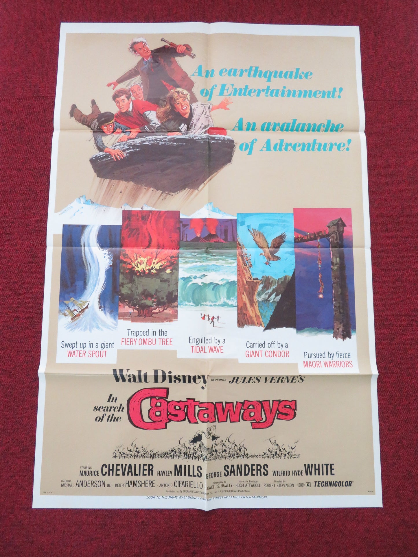 In Search of the Castaways Folded US One Sheet Poster Disney Mills R1970
