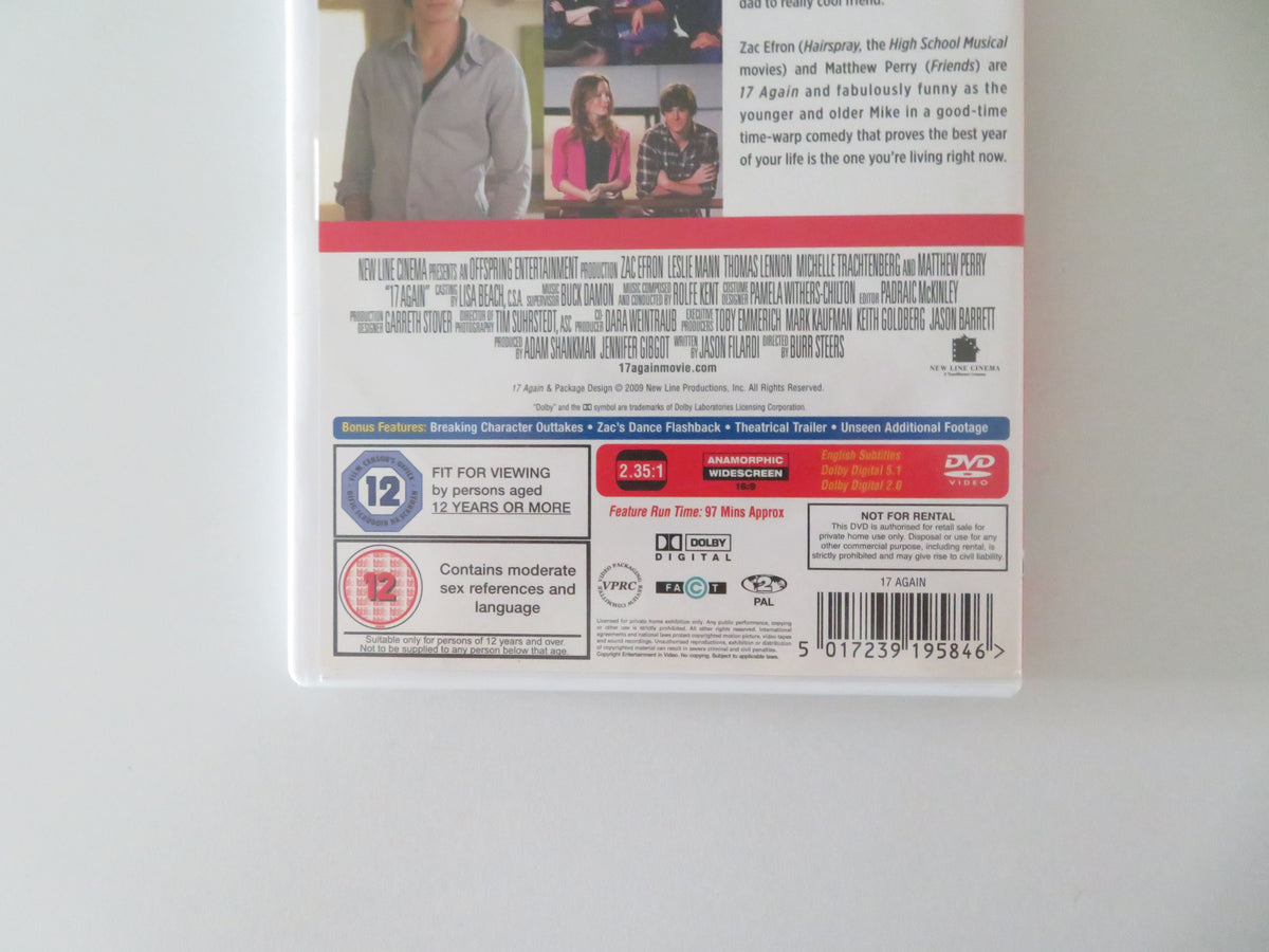 17 Again (DVD) Zac Efron Matthew Perry Leslie Mann 2009 Region 2