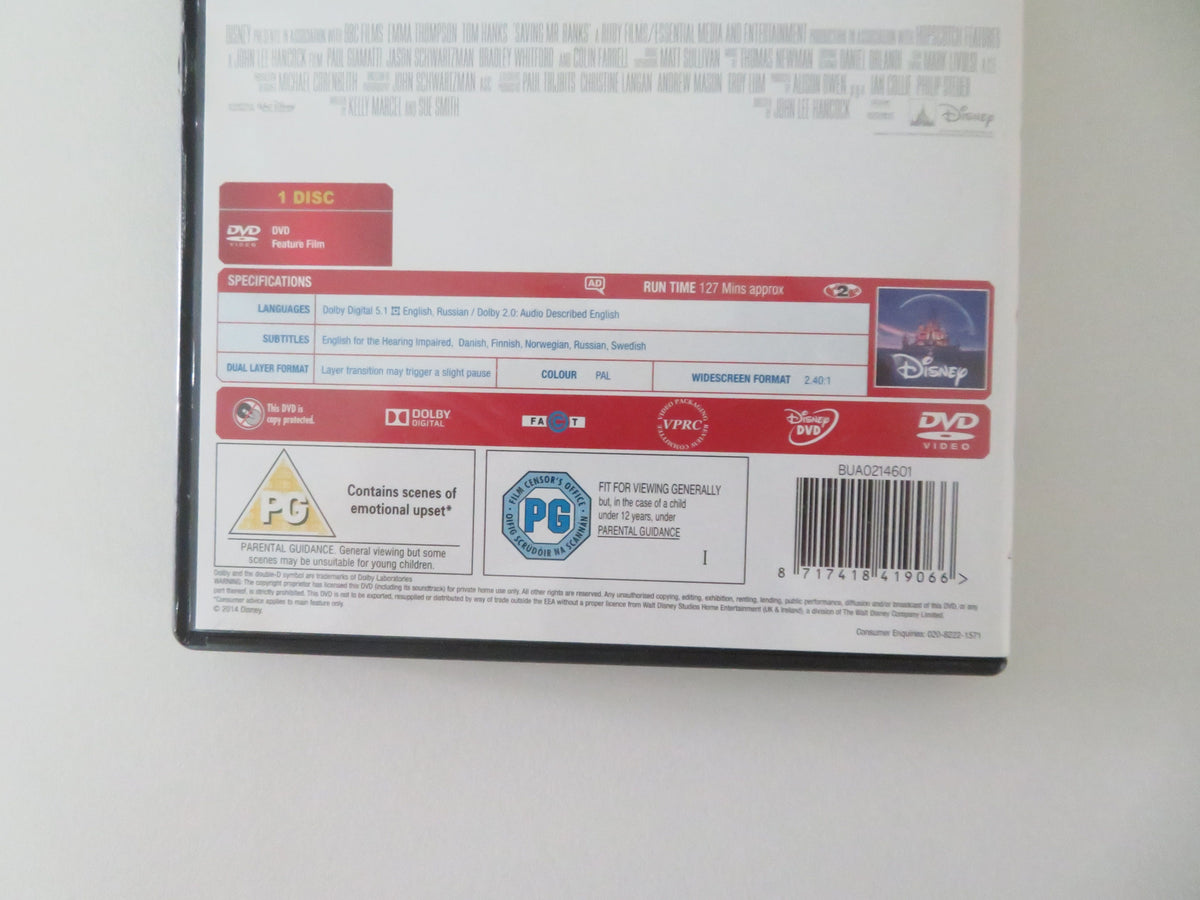 Saving Mr. Banks (DVD) Disney Emma Thompson Tom Hanks 2013 Region 2