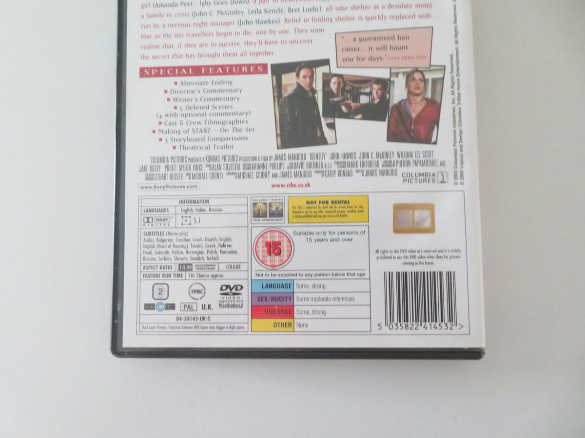 Identity (DVD) John Cusack Ray Liotta Amanda Peet 2003 Region 2