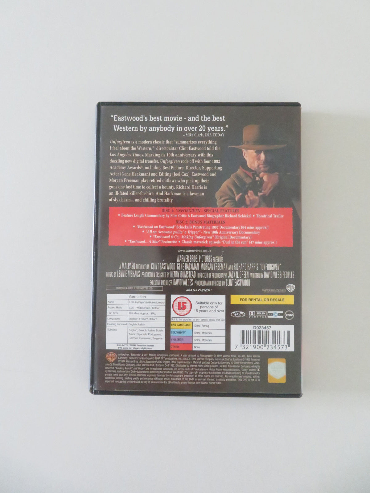Unforgiven- 2 Disc Edition (DVD) Clint Eastwood Gene Hackman 1992 Region 2