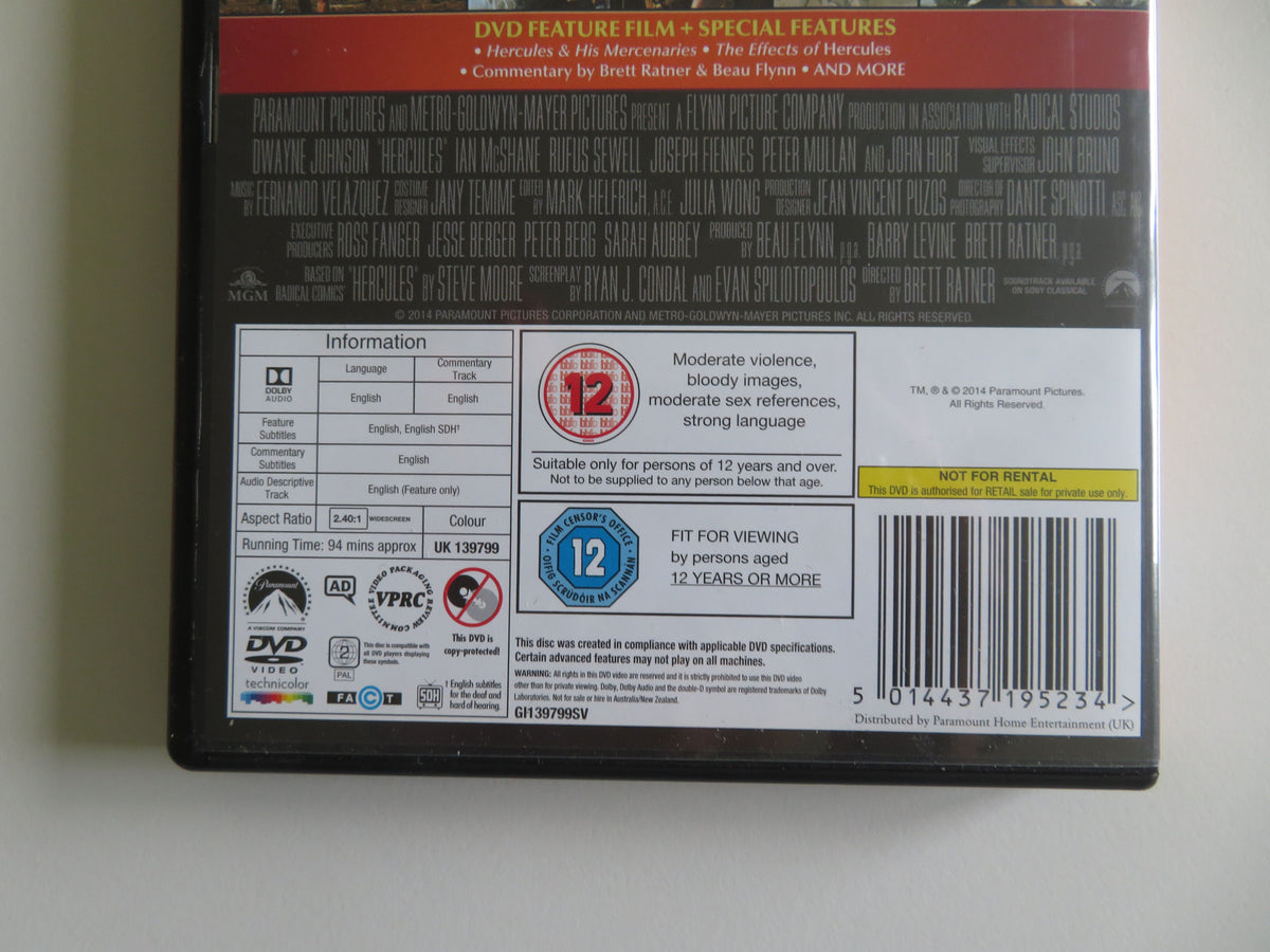 Hercules (DVD) Dwayne Johnson John Hurt Ian McShane 2014 Region 2