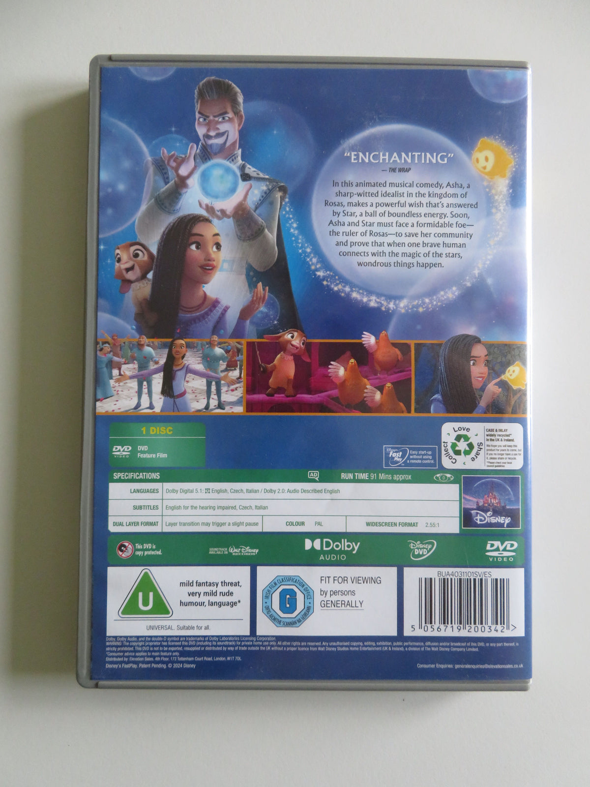Wish (DVD) Disney Ariana DeBose Chris Pine Alan Tudyk 2023 Region 0