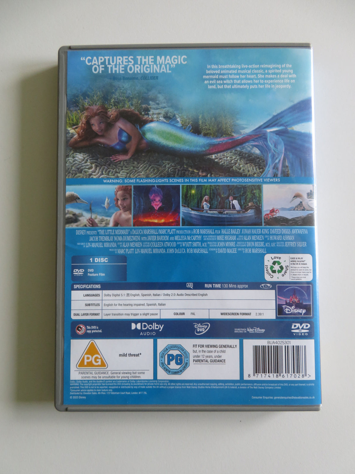 The Little Mermaid (DVD) Disney Halle Bailey Jonah Hauer-King 2023 Region 0