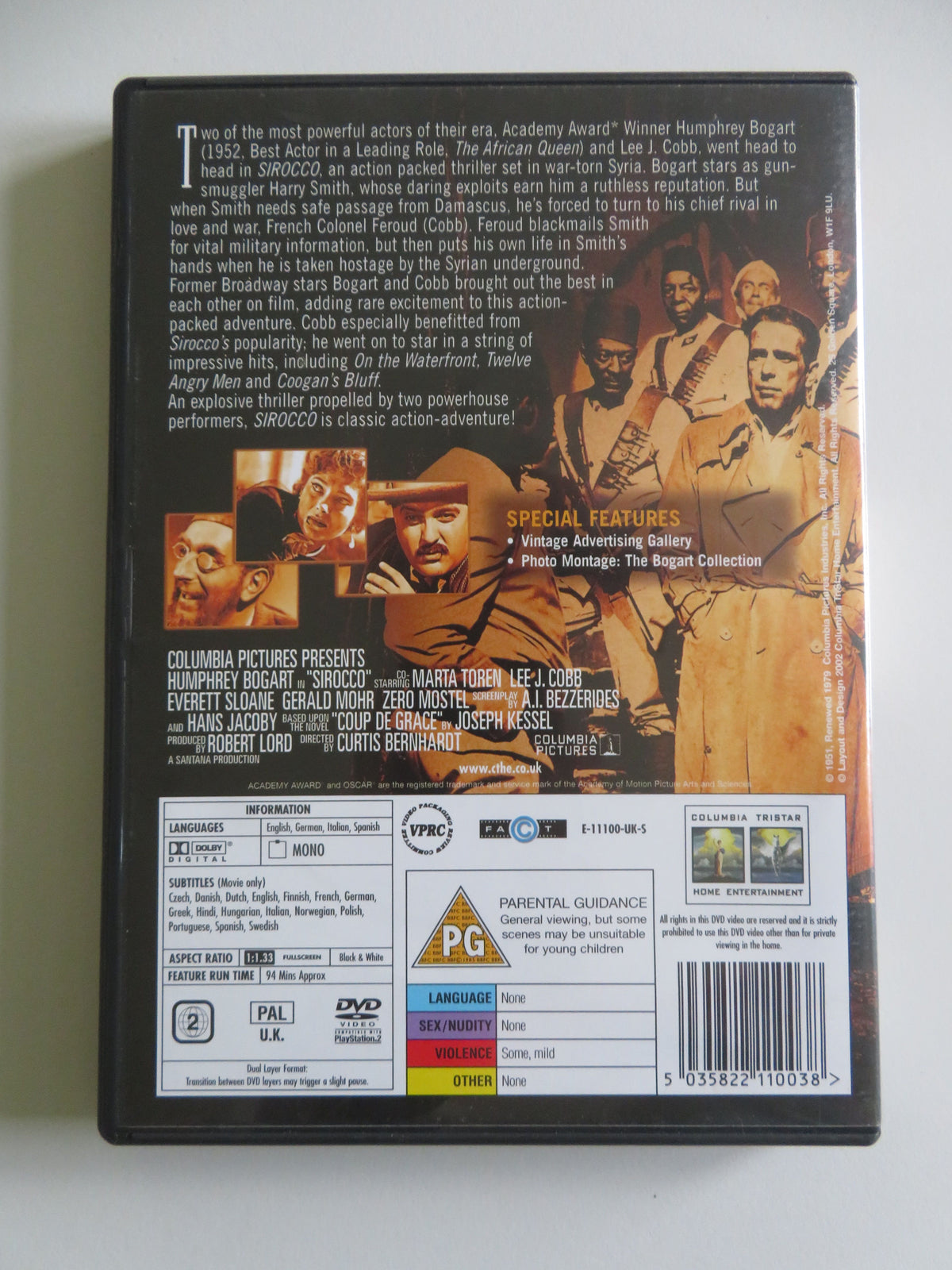 Sirocco (DVD) Humphrey Bogart Lee J. Cobb 1951 Region 2